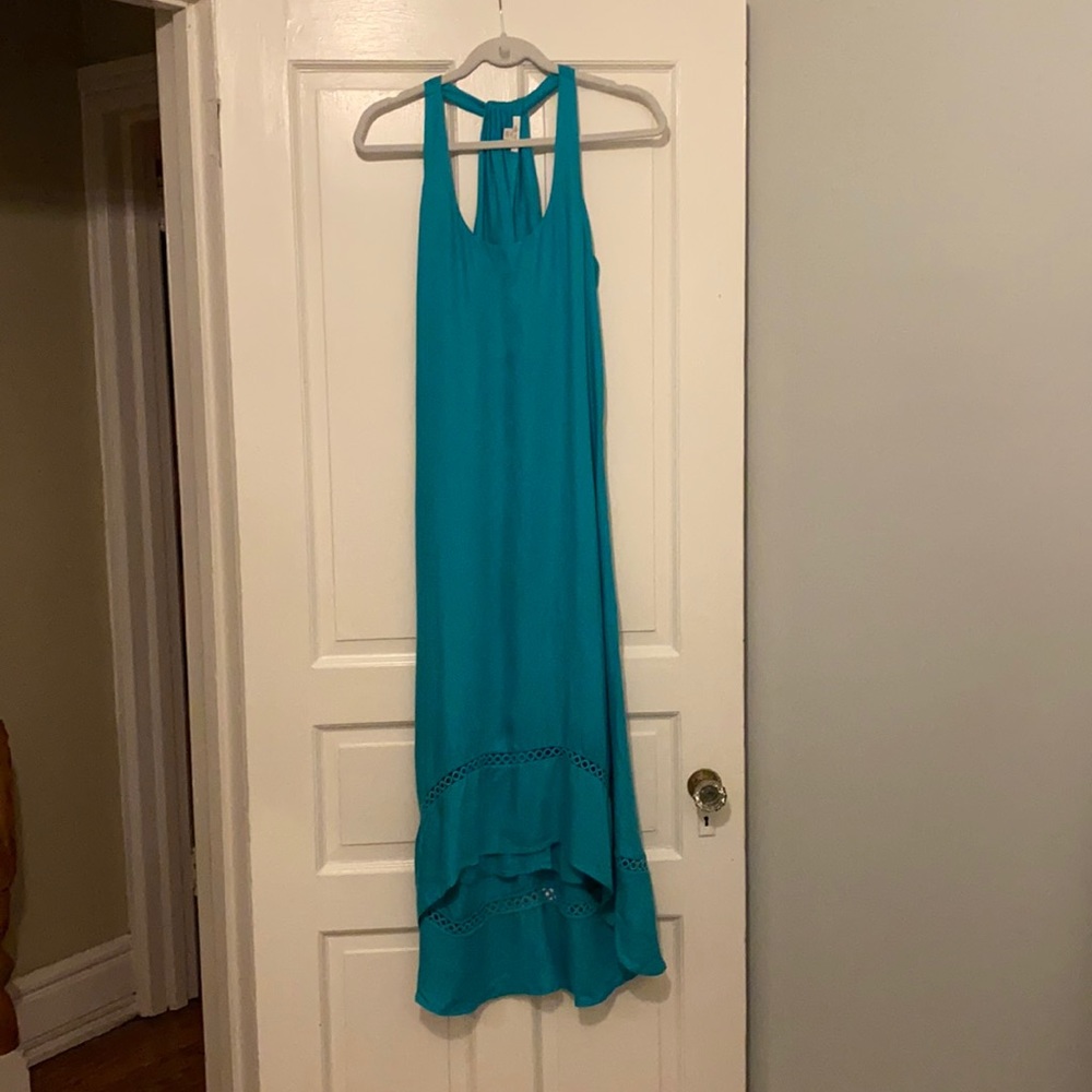 Ella Moss Teal High-Low Halter Maxi Dress